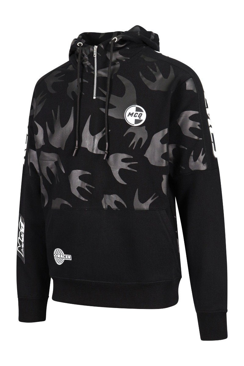 Swallow Racer Cut Out Hoodie Men Fashion MCQ Hood Cotton Long Sleeve Outwear Hipster