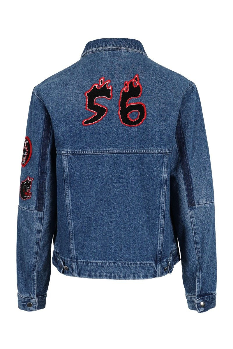 Varsity Badges Denim Jacket Cotton MCQ Button Fashion Trend Outwear 