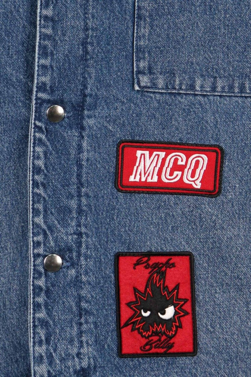 Varsity Badges Denim Jacket Cotton MCQ Button Fashion Trend Outwear 