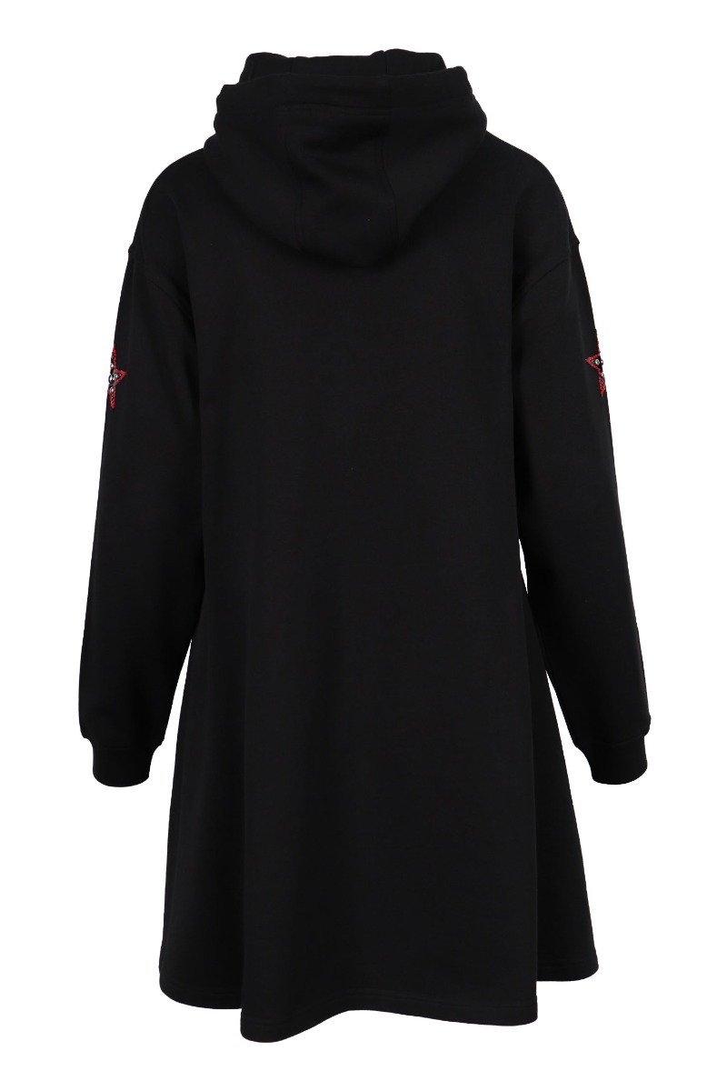 Embellished Badges Dress Hoodie Dress Women Fashion Casual Long Sleeves Hoodie 