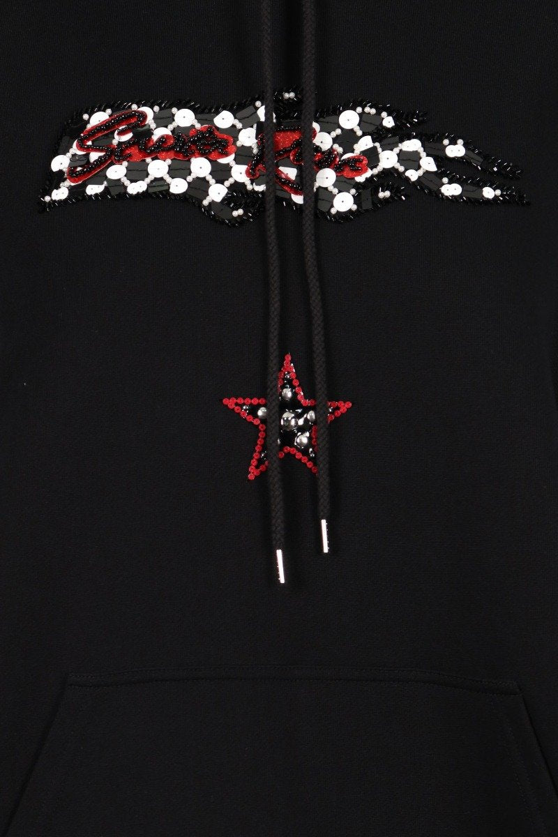 Embellished Badges Dress Hoodie Dress Women Fashion Casual Long Sleeves Hoodie 
