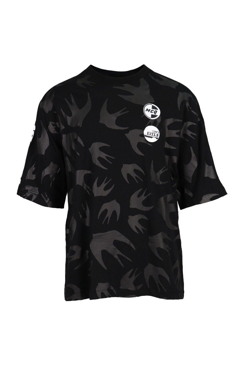 Swallow Racer Cut Out T-Shirt Men Fashion MCQ Cotton Oversize Casual Top