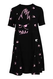 Swallow & Monster Dress Women Fashion MCQ Short Sleeve Cotton Young Cute Onepiece
