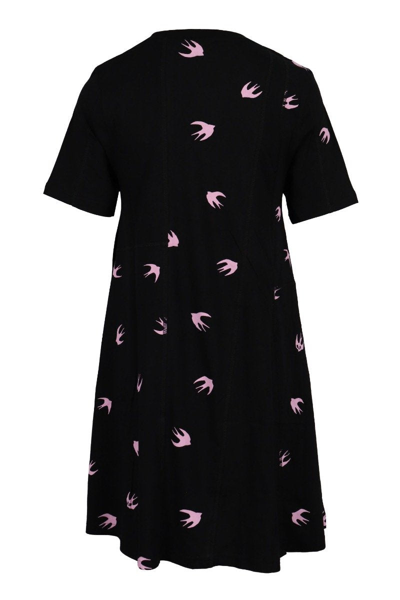 Swallow & Monster Dress Women Fashion MCQ Short Sleeve Cotton Young Cute Onepiece
