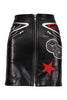 Motel Patchwork Biker Skirt Women Fashion MCQ Goat-Leather Hipster Rock