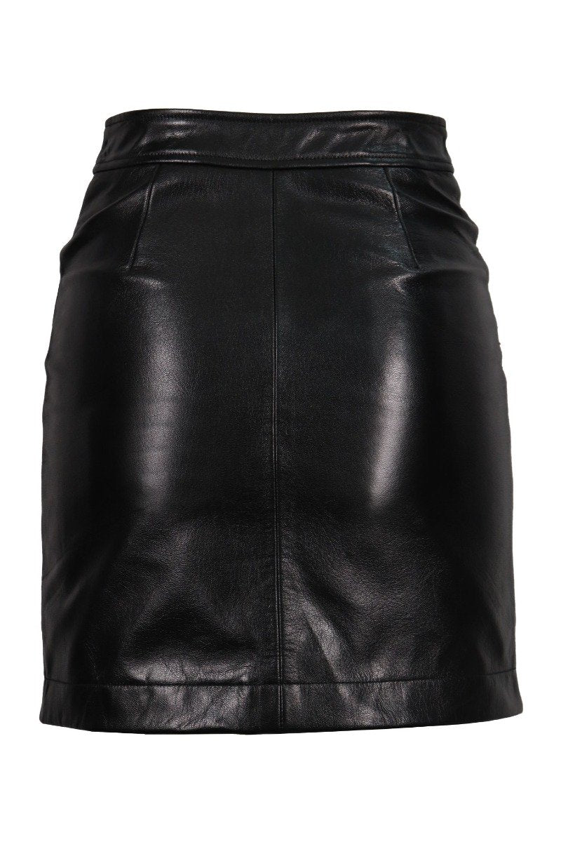 Motel Patchwork Biker Skirt Women Fashion MCQ Goat-Leather Hipster Rock