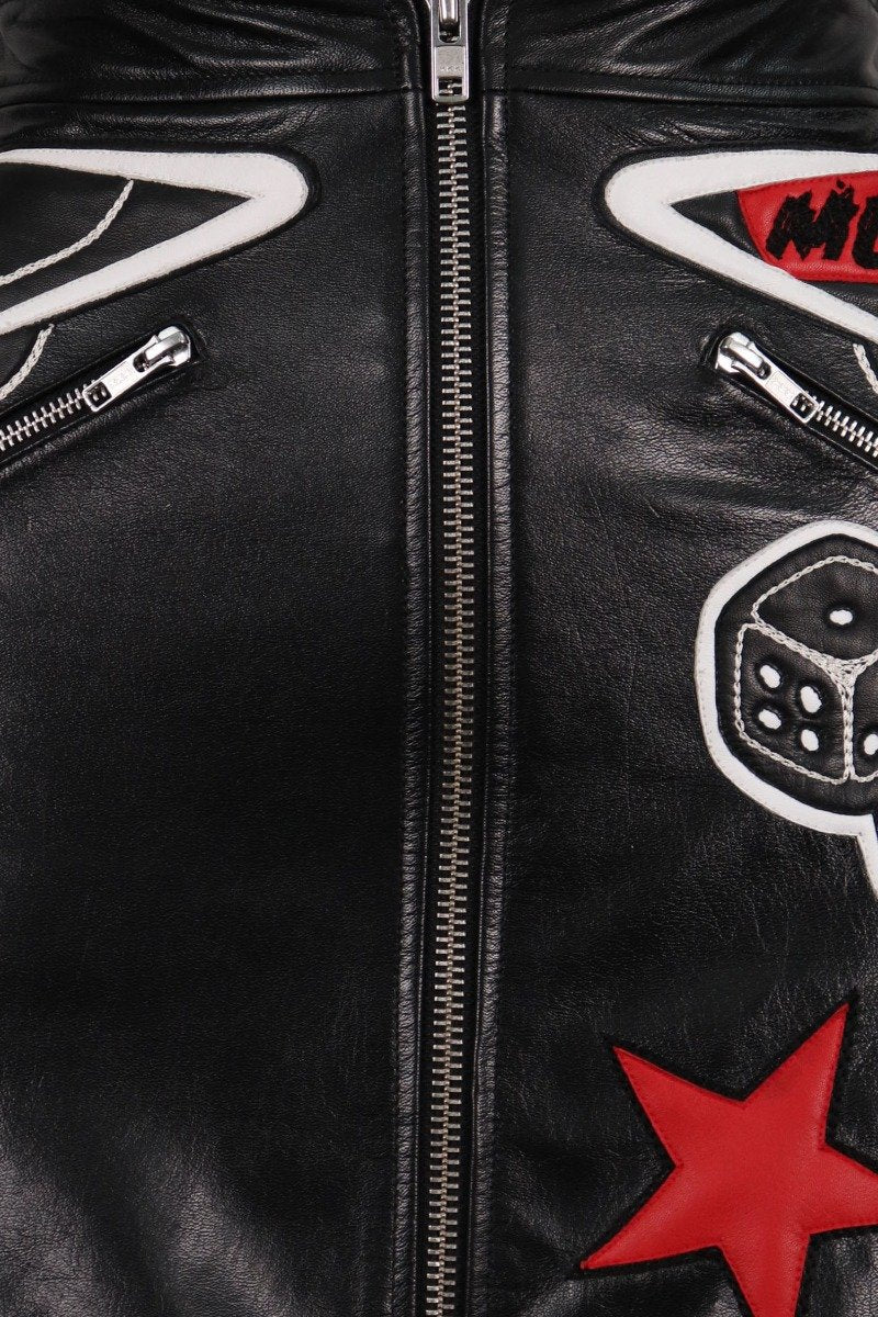Motel Patchwork Biker Skirt Women Fashion MCQ Goat-Leather Hipster Rock