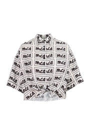 Metal Mcq Logo Knot Shirt Women Fashion Cropped Top Pattern Lyocell Chic Stylish
