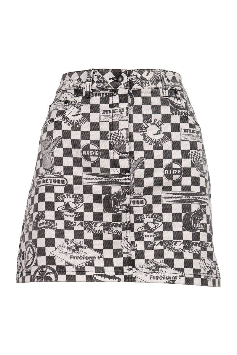 Psychedelic High Waist Skirt Women Fashion MCQ Cotton Stylish Designer