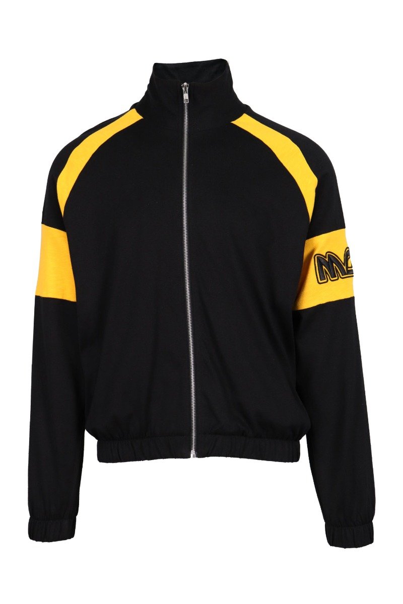 Metal Mcq Logo Jacket Men Fashion Cotton-Blend Long-Sleeve Raised-Collar Sporty Outwear Coat