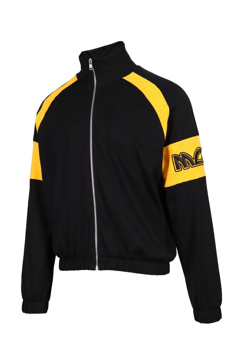 Metal Mcq Logo Jacket Men Fashion Cotton-Blend Long-Sleeve Raised-Collar Sporty Outwear Coat