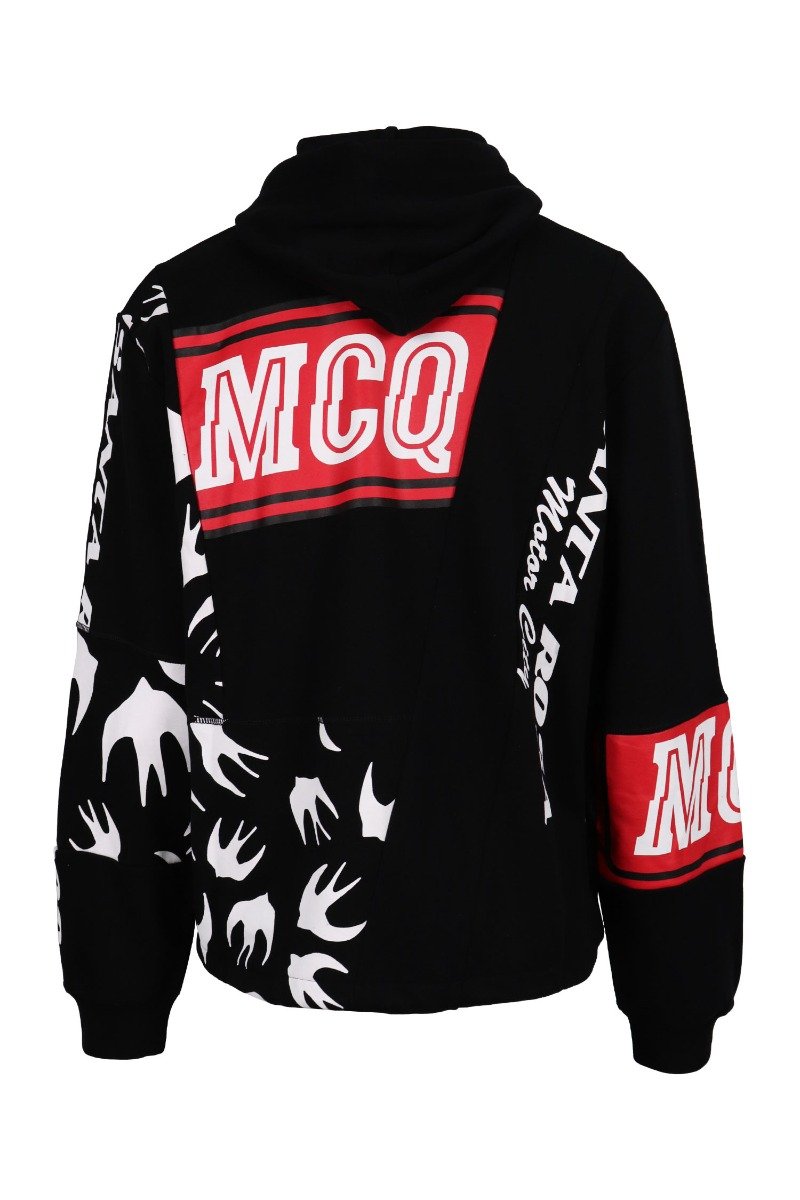Varsity Cut Out Swallow Hoodie MCQ Cotton Motorsport Inspired Drawstring Oversized Trend Hipster Fashion
