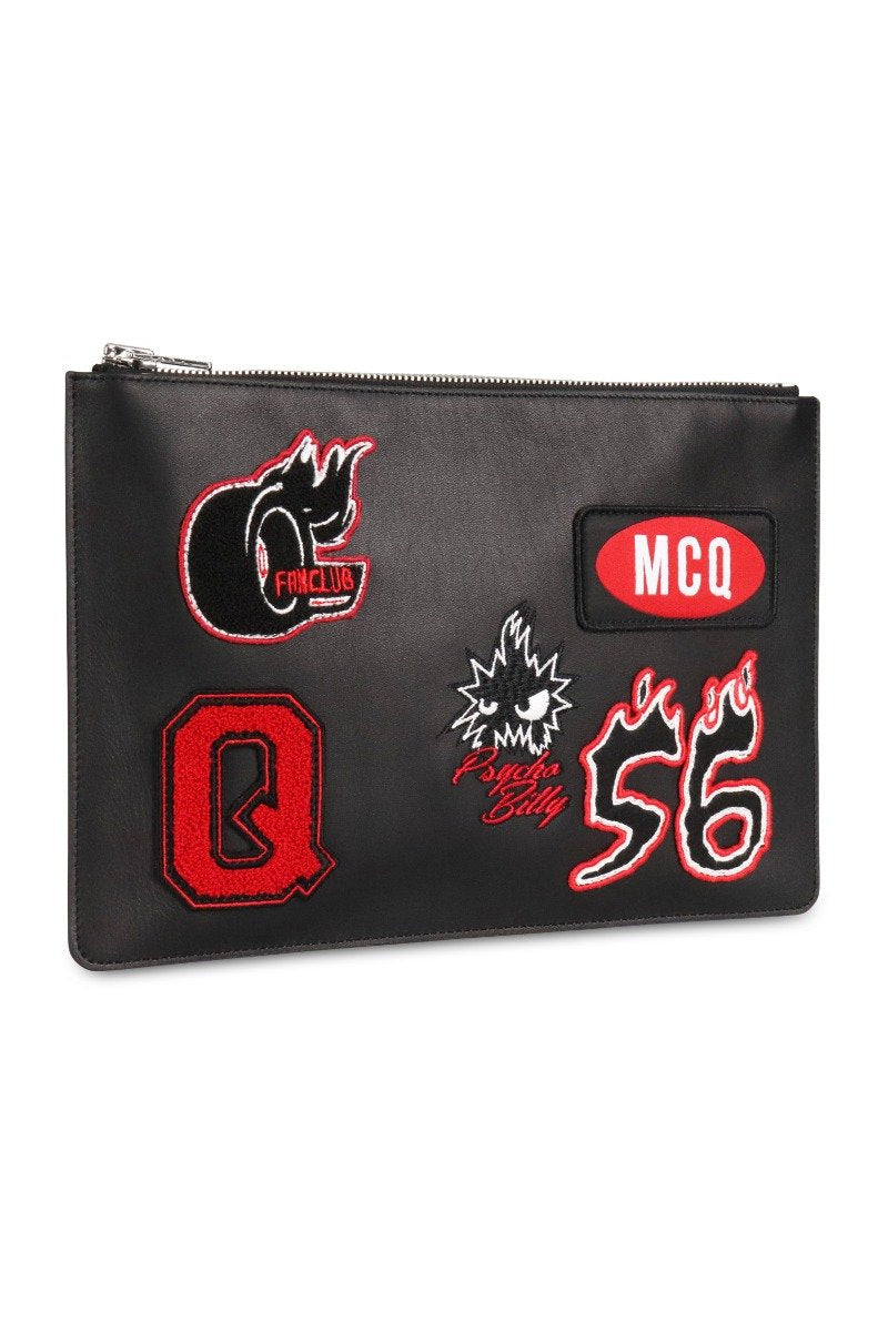 Monster & Badges Clutch Men Fashion MCQ Calf-Leather Accessories Handhold Trendy