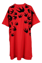 Swallow Sweatdress Women Fashion MCQ Cotton Short Sleeve Casual Onepiece