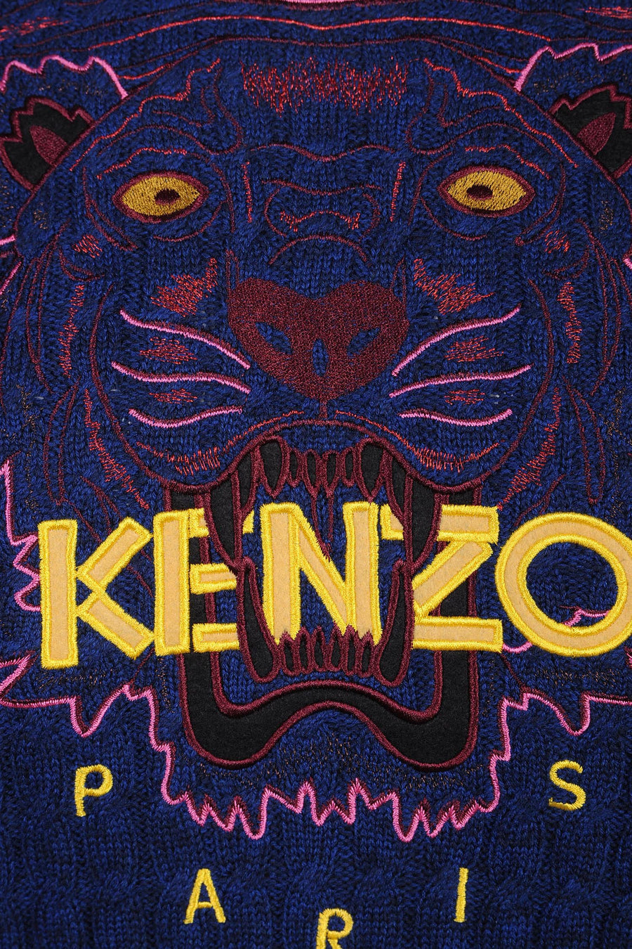 Tiger Cable Knit Sweater Women Fashion Kenzo Paris Wool-Cotton Blend Long Sleeves Top