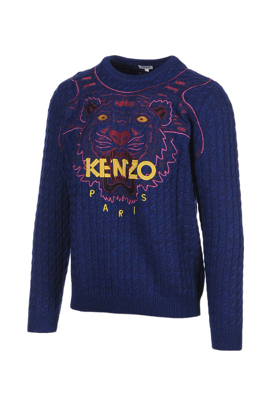 Tiger Sweater Men Jumper Fashion Kenzo Paris Wool-Cotton Blend Long Sleeve Top
