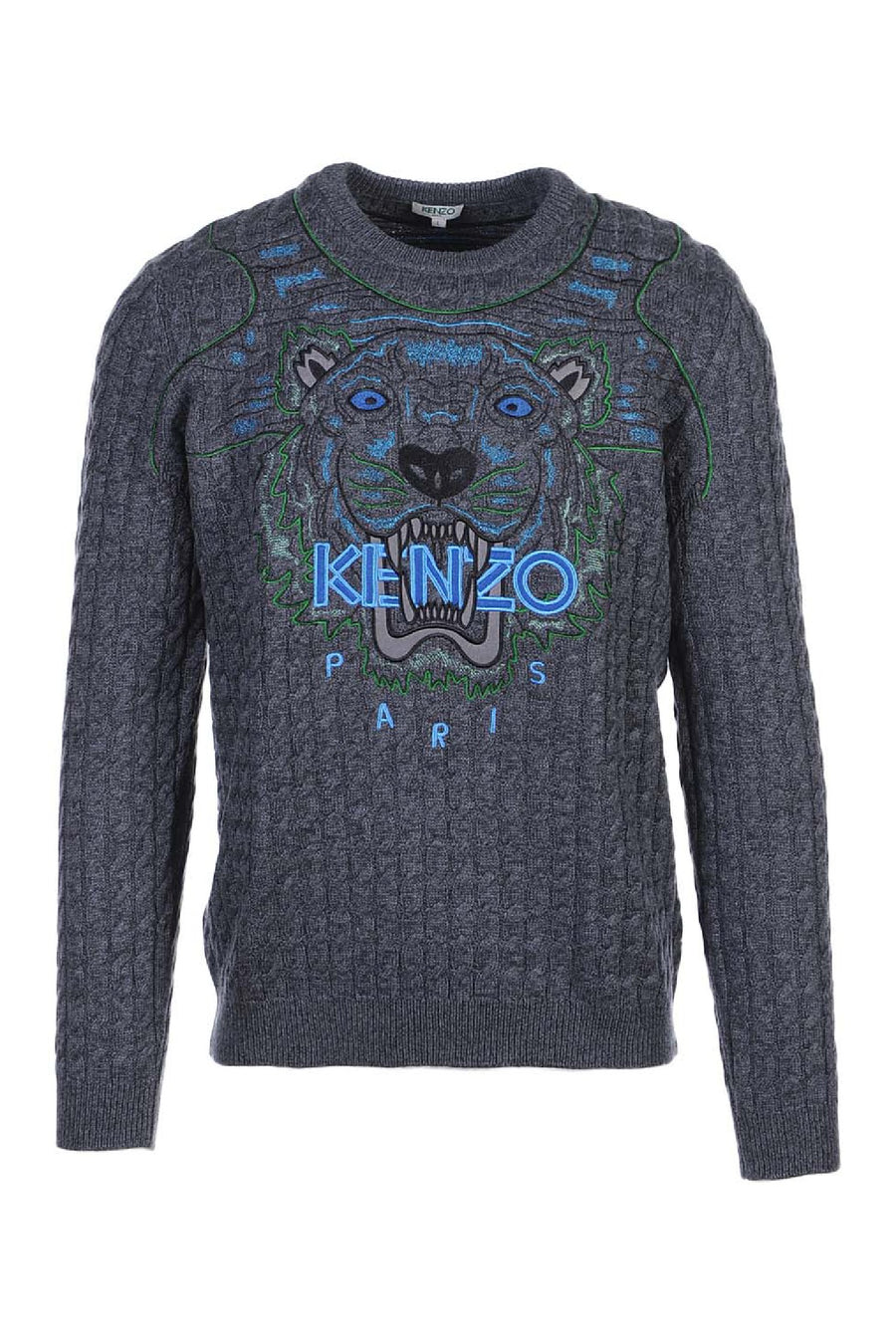 Tiger Sweater Men Jumper Fashion Kenzo Paris Wool-Cotton Blend Long Sleeve Top