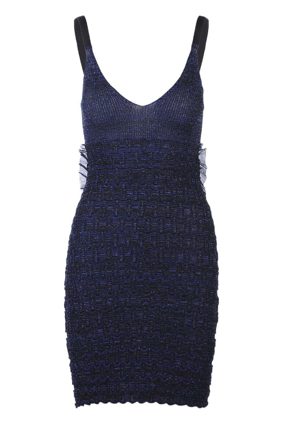 Lurex Bodycon Dress Women Fashion Kenzo Paris Deep-V Viscose-Blend Sleeveless Flutted Designer Stylish