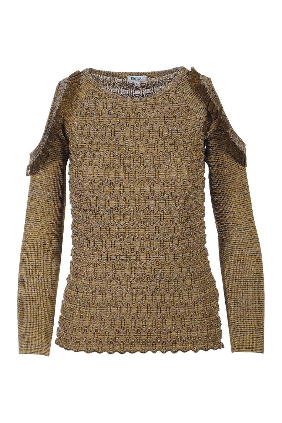Shimmering Cutout Shoulder Top Women Fashion Kenzo Paris Viscose-blend Long Sleeve