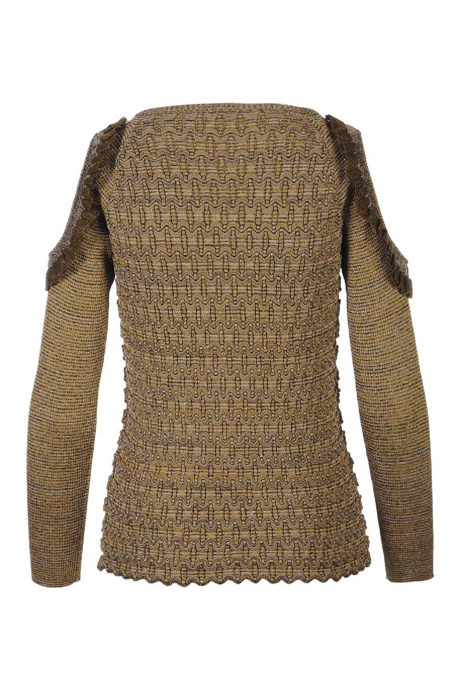 Shimmering Cutout Shoulder Top Women Fashion Kenzo Paris Viscose-blend Long Sleeve