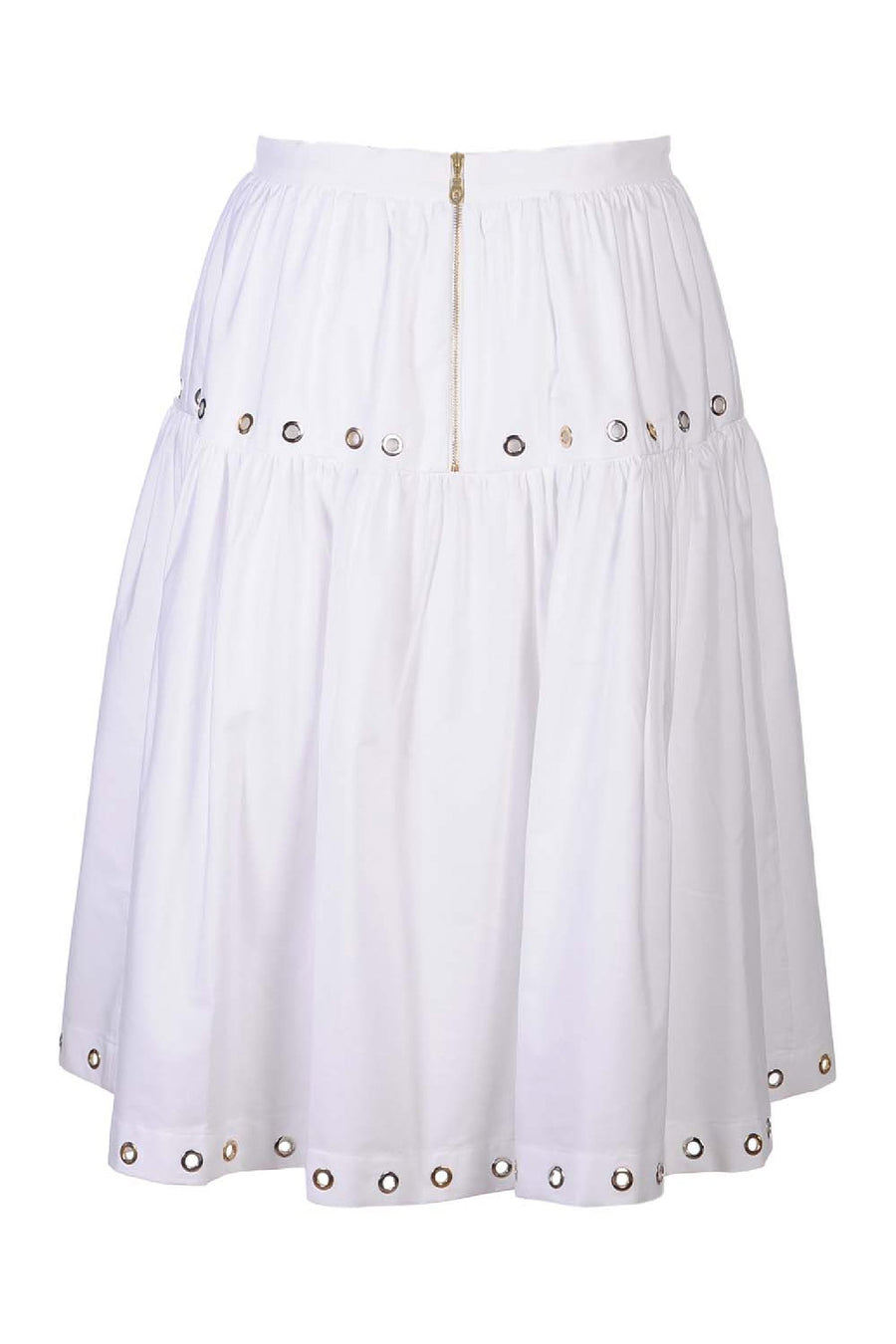 Midi A-Line Eyelets Skirt Women Fashion Kenzo Paris A-line Cotton Flared Casual Stylish