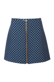 Mini Skirt Women Fashion Kenzo Paris Polyester Geometric Pattern Design Chic A-line