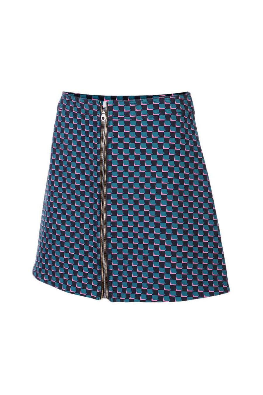 Mini Skirt Women Fashion Kenzo Paris Polyester Geometric Pattern Design Chic A-line