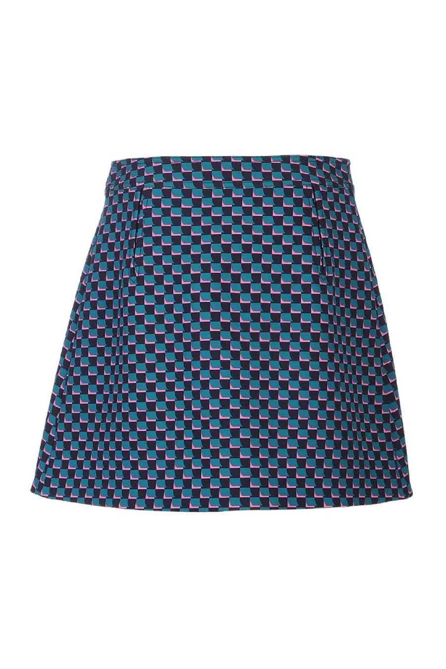 Mini Skirt Women Fashion Kenzo Paris Polyester Geometric Pattern Design Chic A-line