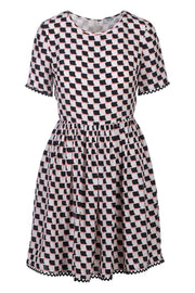 Silk Printed Dress Women Fashion Kenzo Paris Fit Flare Pattern Silk Short Sleeve Youth