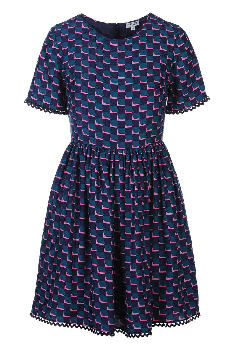 Silk Printed Dress Women Fashion Kenzo Paris Fit Flare Pattern Silk Short Sleeve Youth