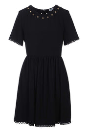 Fit & Flare Mini Dress Kenzo Paris Designer Black Casual Party Evening Dress Women