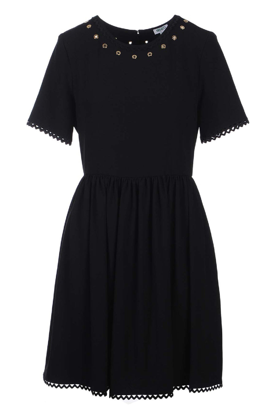 Fit & Flare Mini Dress Kenzo Paris Designer Black Casual Party Evening Dress Women