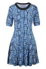 Snake Knitted Dress Women Fashion Kenzo Paris Cotton Blend Pattern Flared Short Sleeve