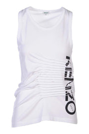 Pleated Tank Top Women Fashion Kenzo Paris Cotton-Blend Sleeveless Sporty Designer Casual