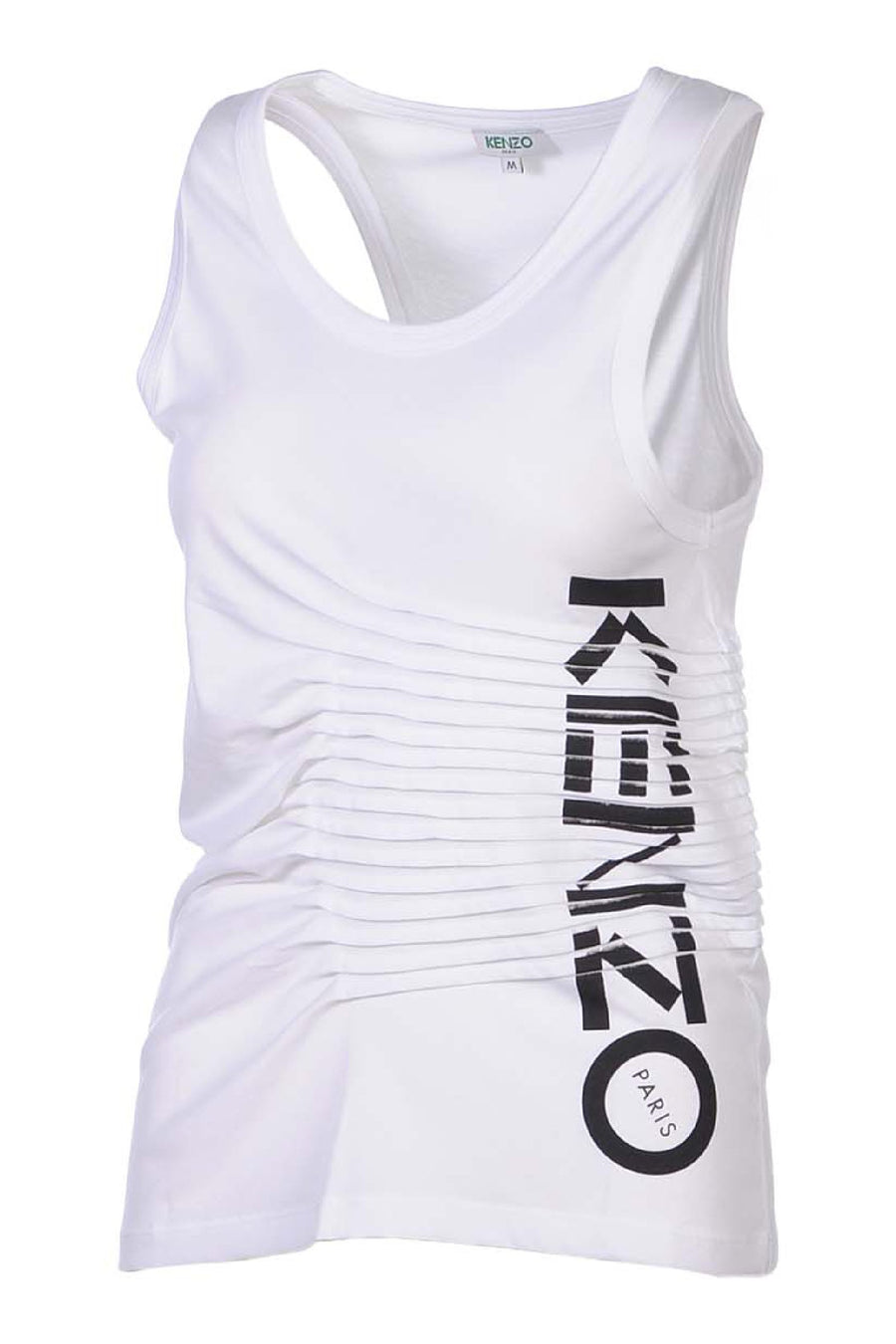 Pleated Tank Top Women Fashion Kenzo Paris Cotton-Blend Sleeveless Sporty Designer Casual