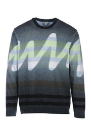 Sound Wave Sweater Men Fashion Kenzo Paris Striped Designed Long Sleeve Straight-cut Cotton-Blend