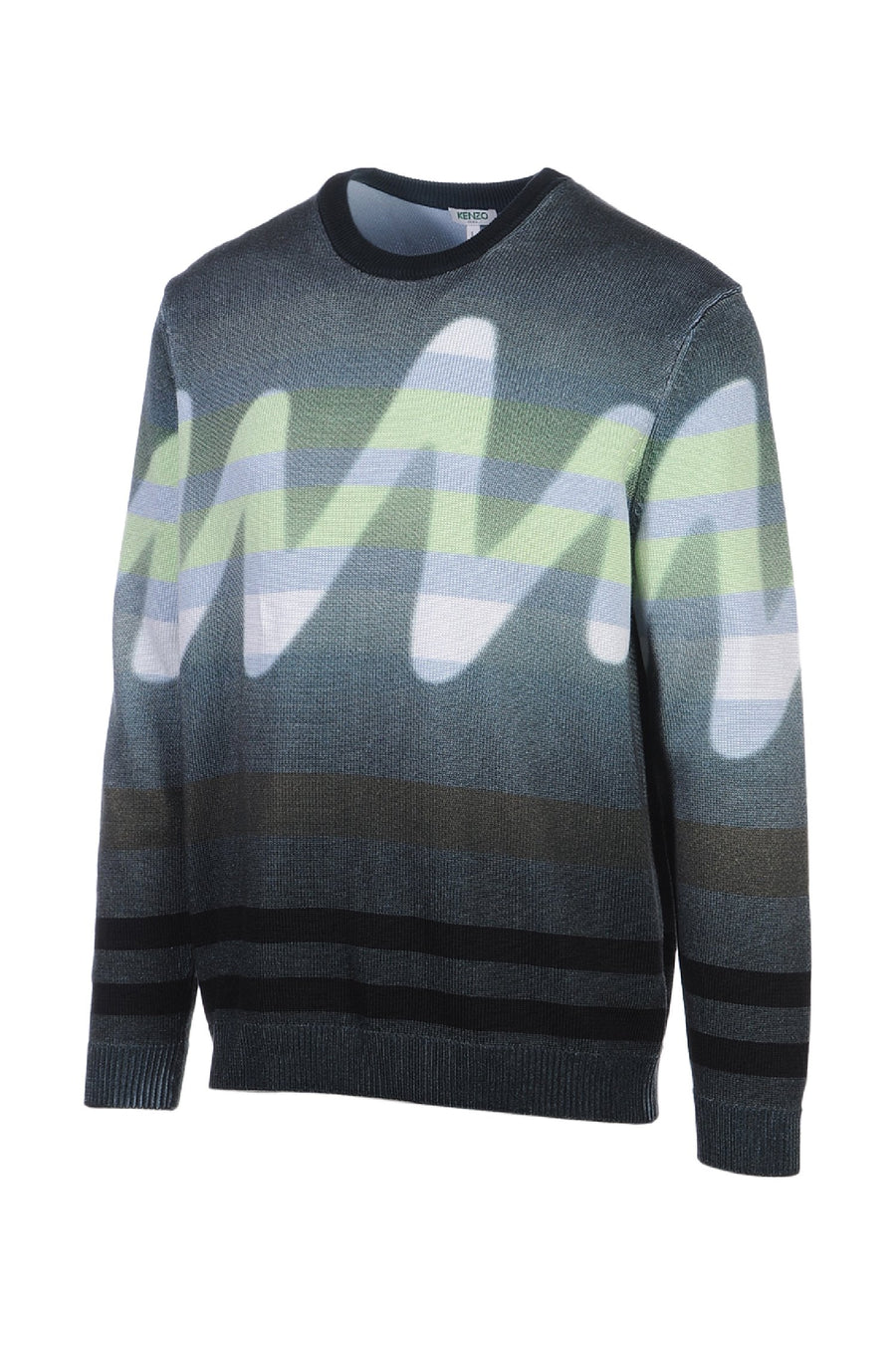 Sound Wave Sweater Men Fashion Kenzo Paris Striped Designed Long Sleeve Straight-cut Cotton-Blend
