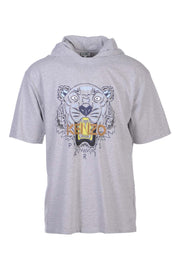 Hooded Tiger T-Shirt Kenzo Short Sleeve Grey Tee