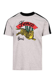 Bamboo Tiger T-Shirt Cotton Crew Neck Kenzo Paris Embroidery Logo Basic Casual
