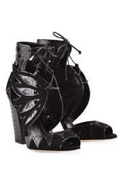 Yvette Ankle Sandal Geometry Designed Fashion Unique Black Patent High Heeled Sergio Rossi