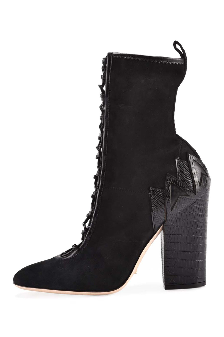 Yvette Boot Black High Heeled Laced Chic Stylish Fashion Sergio Rossi Designed