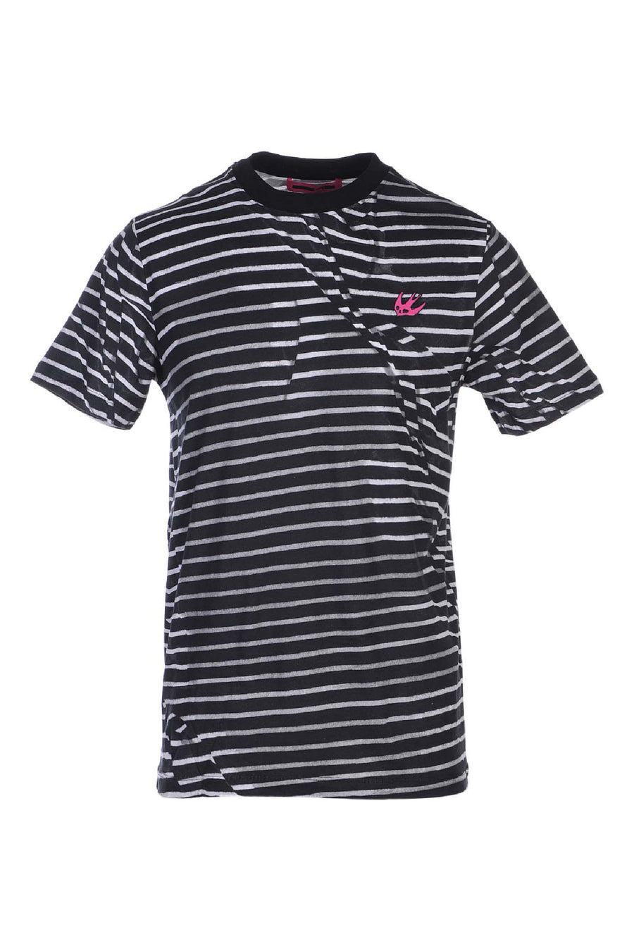 Swallow Striped Crew Tee Men Fashion MCQ Short Sleeve Top Casual