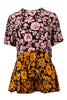Kenzo Floral Leaf Peplum Top Short sleeves and round collar