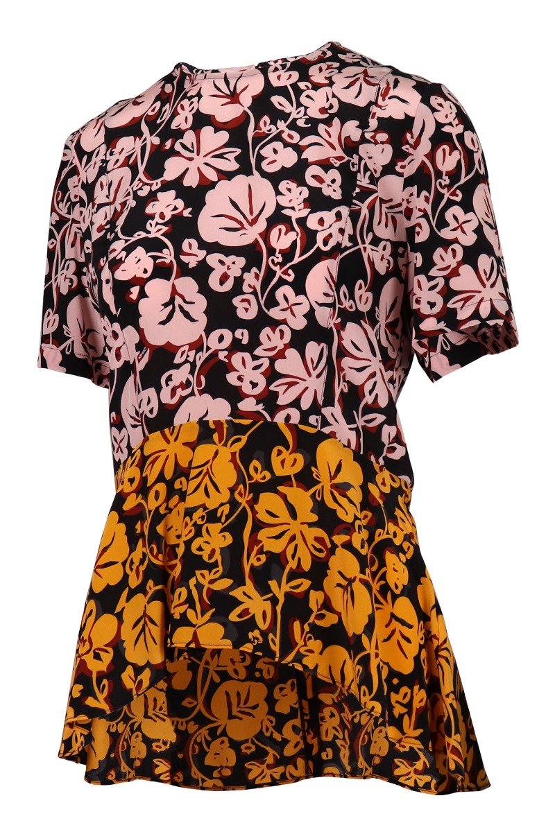 Kenzo Floral Leaf Peplum Top Short sleeves and round collar