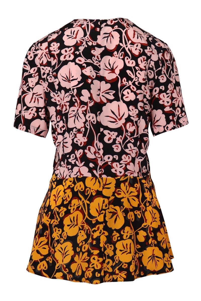 Kenzo Floral Leaf Peplum Top Short sleeves and round collar