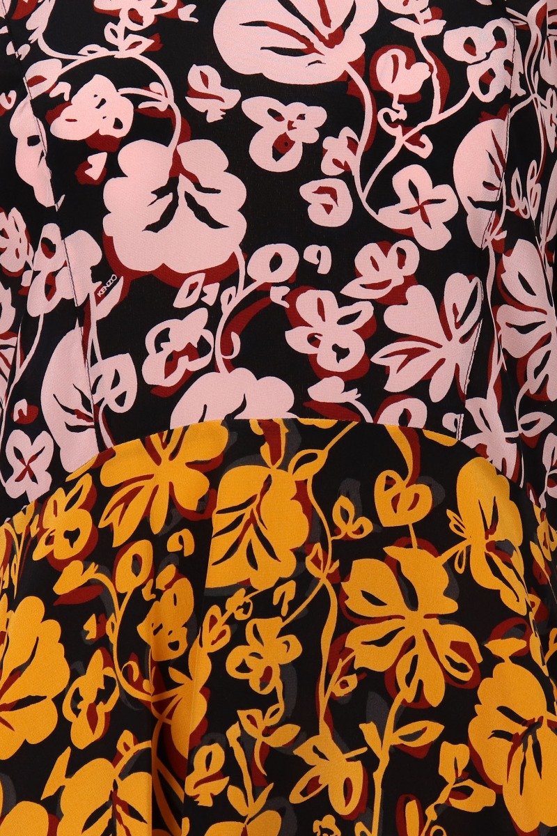 Kenzo Floral Leaf Peplum Top Short sleeves and round collar