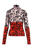 Floral Leaf Top Kenzo Paris Turtle Neck Long Sleeves Floral Prints 