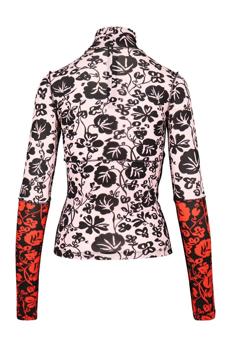 Floral Leaf Top Kenzo Paris Turtle Neck Long Sleeves Floral Prints 