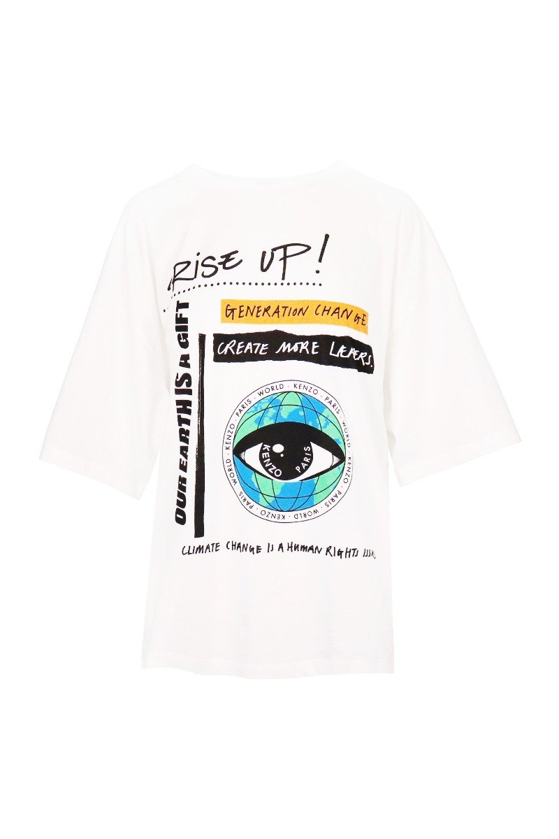 Kenzo Rise Up T-Shirt Women Fashion Short-Sleeve Cotton Casual Tee