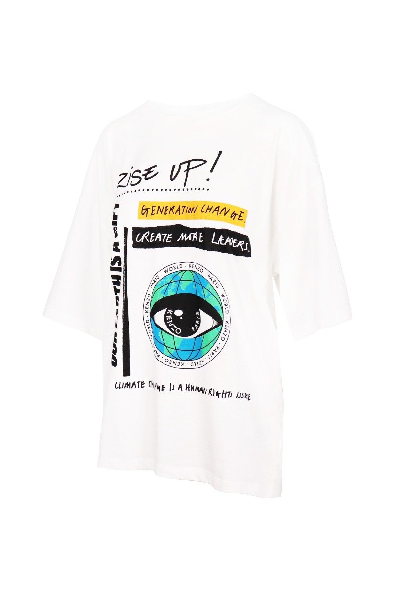 Kenzo Rise Up T-Shirt Women Fashion Short-Sleeve Cotton Casual Tee